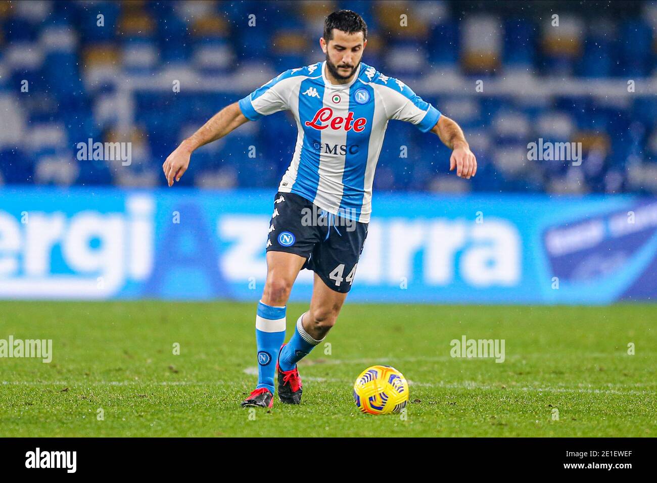 SSC Napoli's Greek defender Konstantinos Manolas controls the ball during  the Serie A football match SSC Napoli vs Spezia Calcio. Spezia Calcio won  2-1 Stock Photo - Alamy