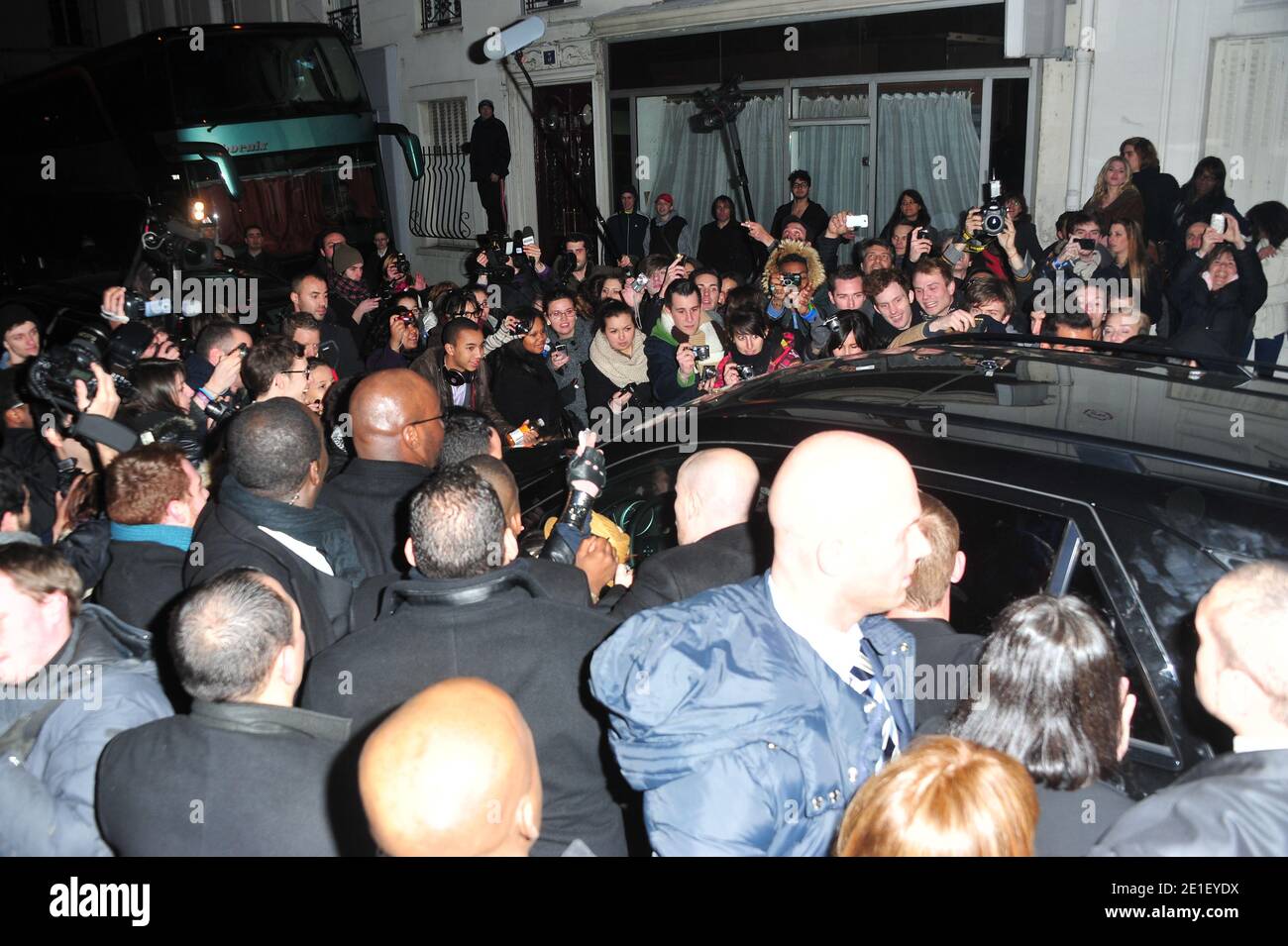 US singer Lady Gaga leaves the Thierry Mugler Fall-Winter 2011/2012 Ready-to-Wear collection show held at Gymnase Japy in Paris, France on March 2, 2011. Photo by Frederic Nebinger/ABACAPRESS.COM Stock Photo