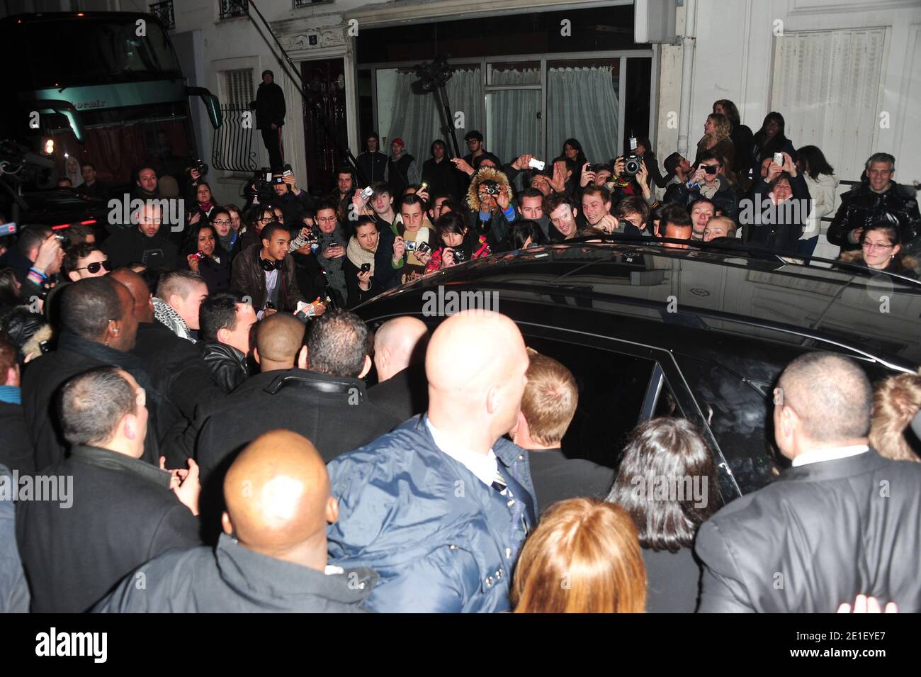 US singer Lady Gaga leaves the Thierry Mugler Fall-Winter 2011/2012 Ready-to-Wear collection show held at Gymnase Japy in Paris, France on March 2, 2011. Photo by Frederic Nebinger/ABACAPRESS.COM Stock Photo