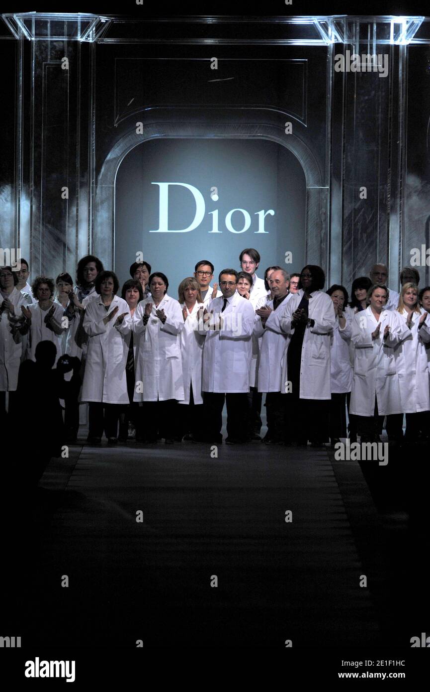 Instead of fired designer John Galliano, Dior staff make an appearance  after the Fashion Show by Designer John Galliano for Christian Dior  Fall-Winter 2011/2012 Ready-to-Wear collection show held at Rodin Museum in