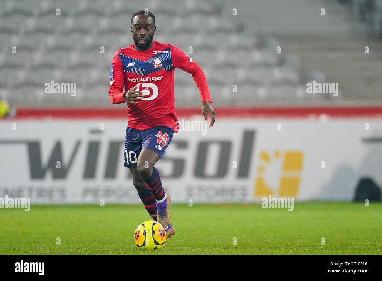 LILLE, FRANCE - JANUARY 6: Jonathan Ikone of Lille OSC during the Ligue 1 match between Lille OSC and Angers SCO at Stade Pierre Mauroy on January 6, 2021 in Lille, France (Photo by Jeroen Meuwsen/BSR Agency/Alamy Live News)*** Local Caption *** Jonathan Ikone Stock Photo