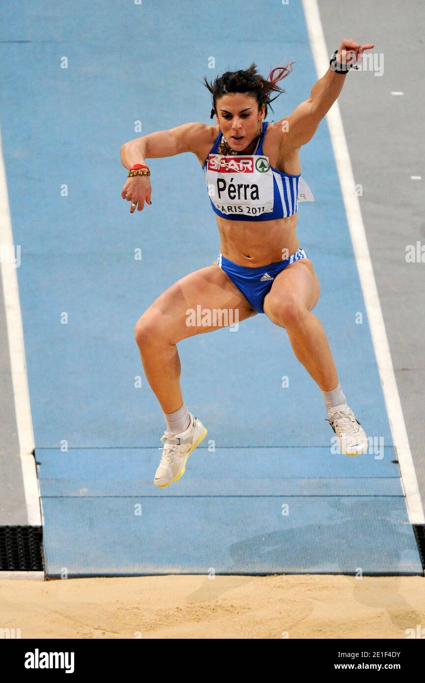 Athanasia Perra of Greece competes in the Women's Triple Jump final during day 2 of the 31st European Athletics Indoor Championships at the Palais Omnisports de Paris-Bercy in Paris, France on March 5, 2011. Photo by Stephane Reix/ABACAPRESS.COM Stock Photo