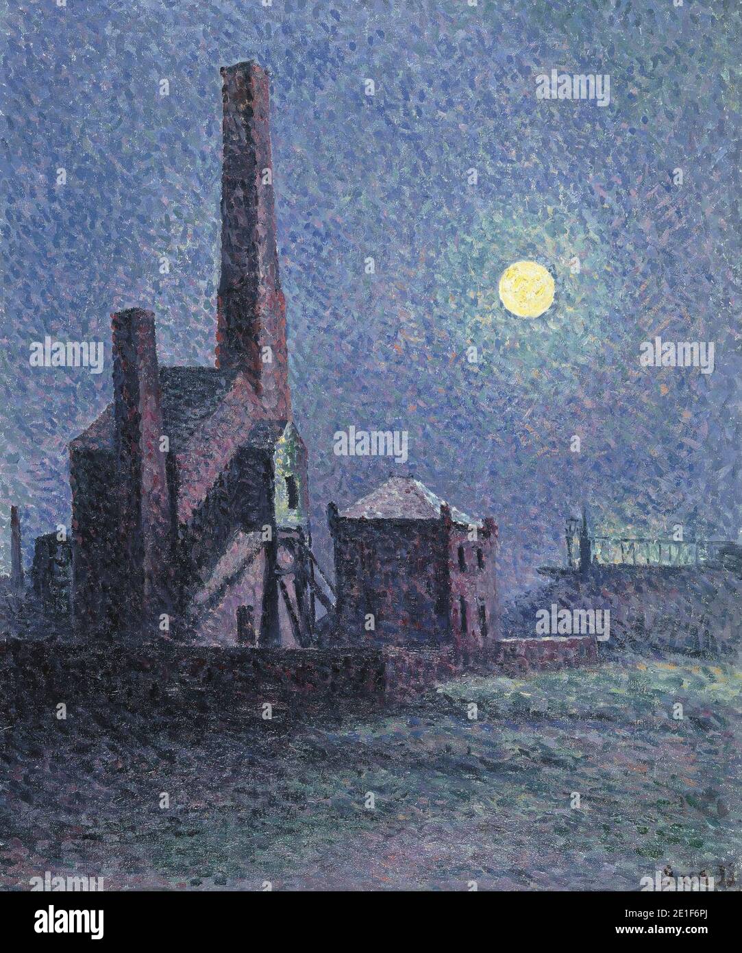 Factory in the Moonlight by Maximilien Luce, 1898. Stock Photo