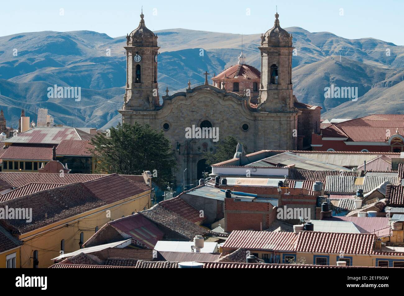 Cathedral at Potosi, at 4,060 metres one of the world's highest cities,  founded by Spanish conquistadors in 1545 Stock Photo