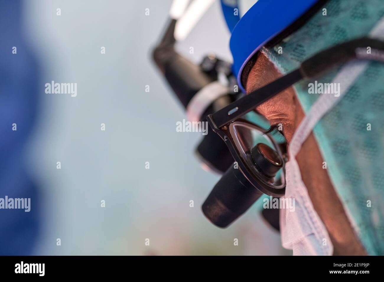 close-up of a surgeon's magnifying glasses Stock Photo