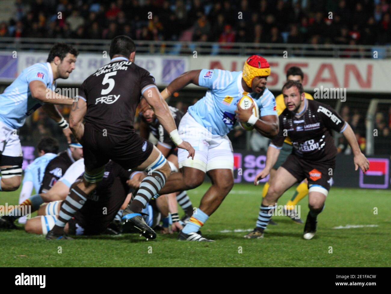 USA Perpignans Robins Tchale Watchou during the french Top 14 rugby match USAP vs Union Bordeaux-Begles