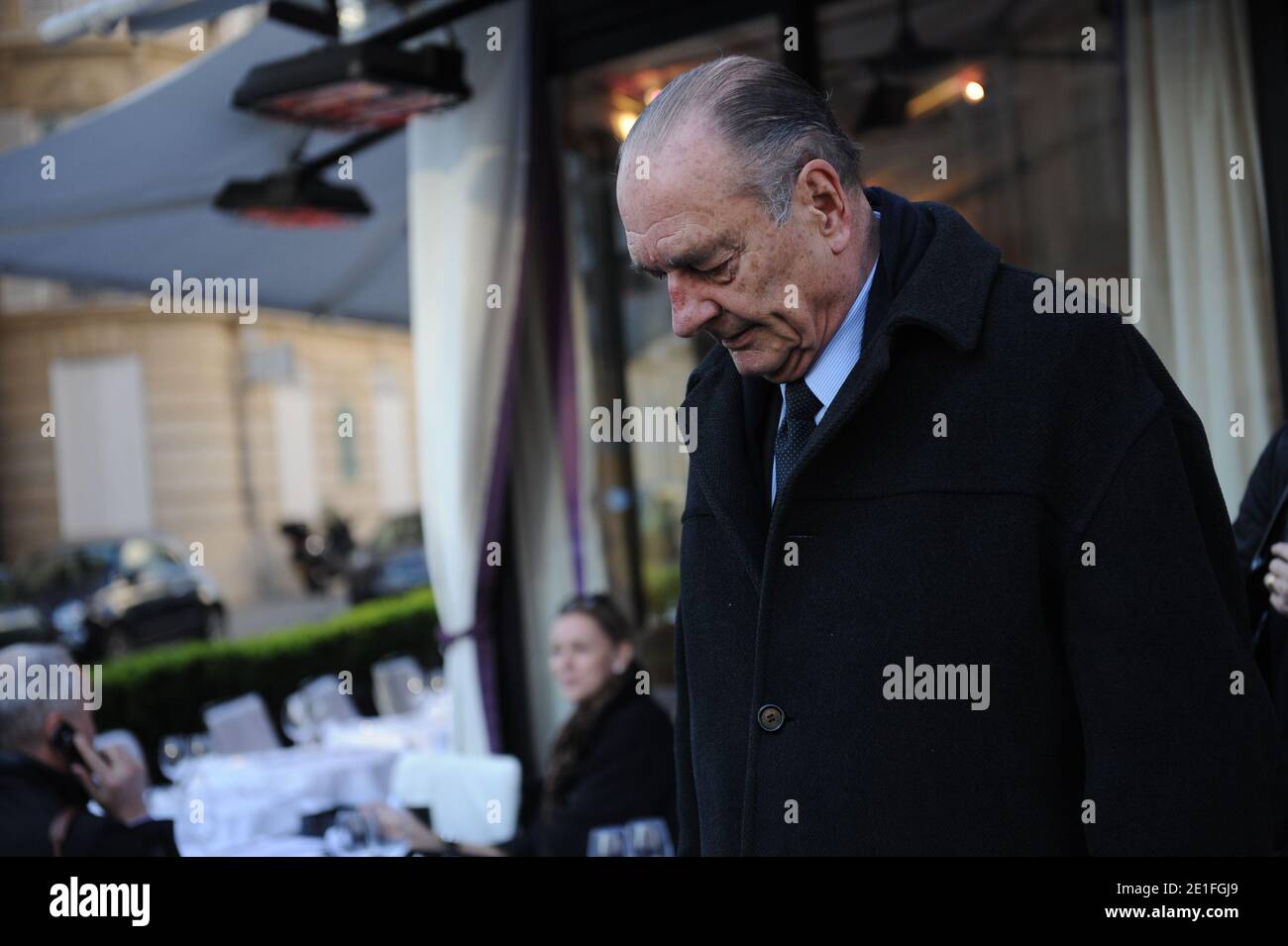 Former French President Jacques Chirac is pictured as he is leaving the L’Avenue restaurant in Paris, France on March 21, 2011. Photo by Mousse/ABACAPRESS.COM Stock Photo