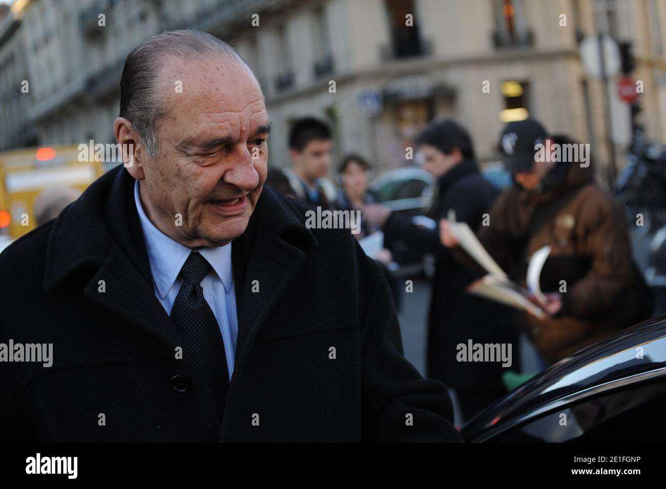 Former French President Jacques Chirac is pictured as he is leaving the L’Avenue restaurant in Paris, France on March 21, 2011. Photo by Mousse/ABACAPRESS.COM Stock Photo