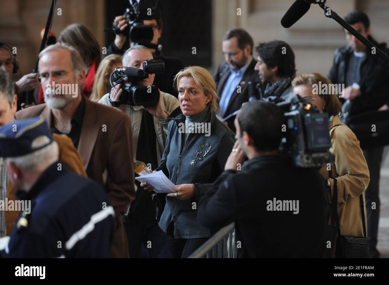 Diana Gunther arrives at the Palais de Justice to attend her father, German cardiologist Dieter Krombach's trial for the murder of Kalinka Bamberski, in Paris, France on March 29, 2011. The German doctor is accused of having raped and killed his then 14-year-old stepdaughter, Kalinka Bamberski, in the summer of 1982 while she was holidaying with her mother at Krombach's home at Lake Constance, southern Germany. A court in Germany ruled that Krombach could not be held responsible for the death, but in 1995 a court in Paris found the doctor guilty of manslaughter and sentenced him in absentia to Stock Photo
