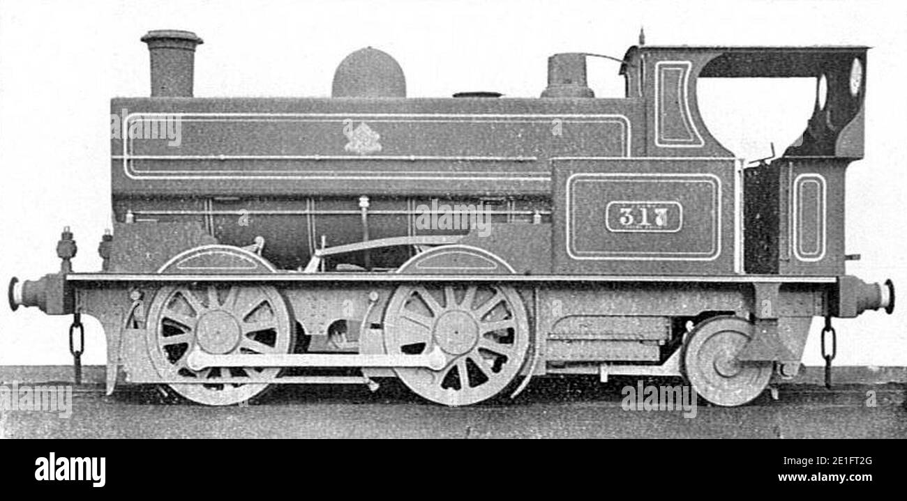 LNWR 0-4-2T saddle tank locomotive 317 (Howden, Boys' Book of Locomotives, 1907). Stock Photo