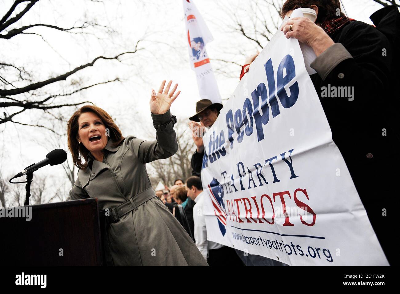 U.S. Rep Michele Bachmann (R-MN) speaks during a Tea Party rally March 31, 2011 on Capitol Hill in Washington D.C. Photo by Olivier Douliery/ABACAPRESS.COM Stock Photo