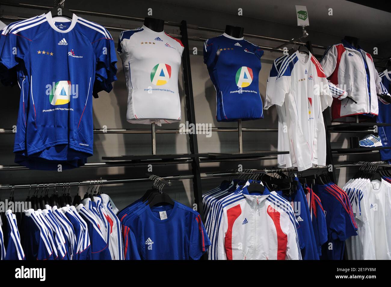 Adidas Store on the Champs Elysees avenue in Paris, France on January 31,  2011 after winning the World Cup Championship final against Denmark in  Sweden. France become Four World Championships 1995, 2001,