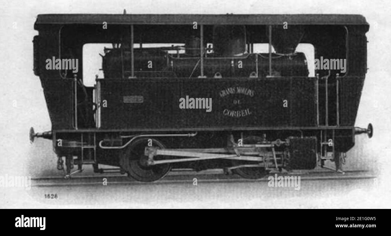 Locomotive Decauville au 20 t a vide. Voie normale (Fig 1628, catalogue n° 132). Stock Photo