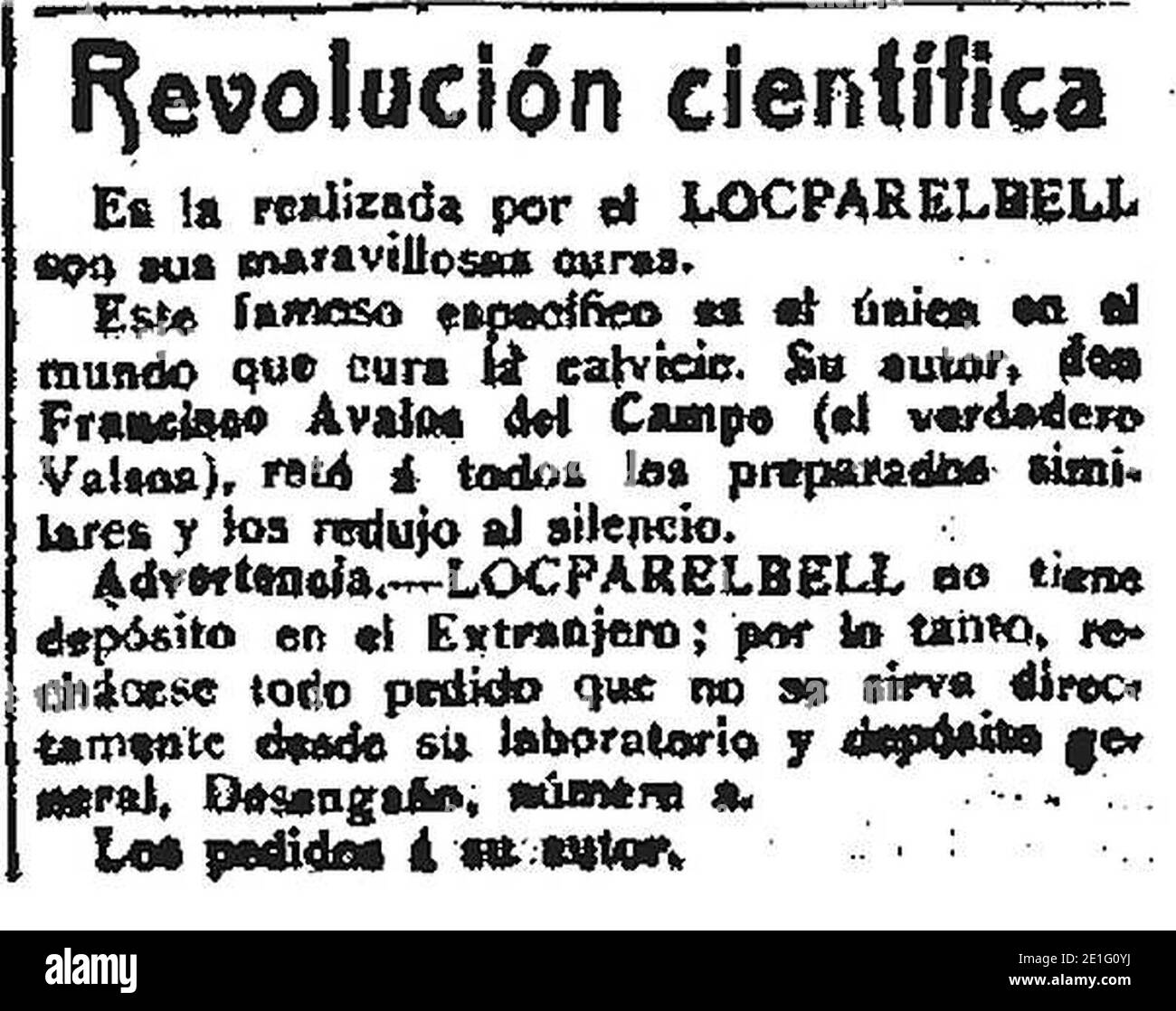 Locparelbell-1911-03-22-revolucion-cientifica. Stock Photo