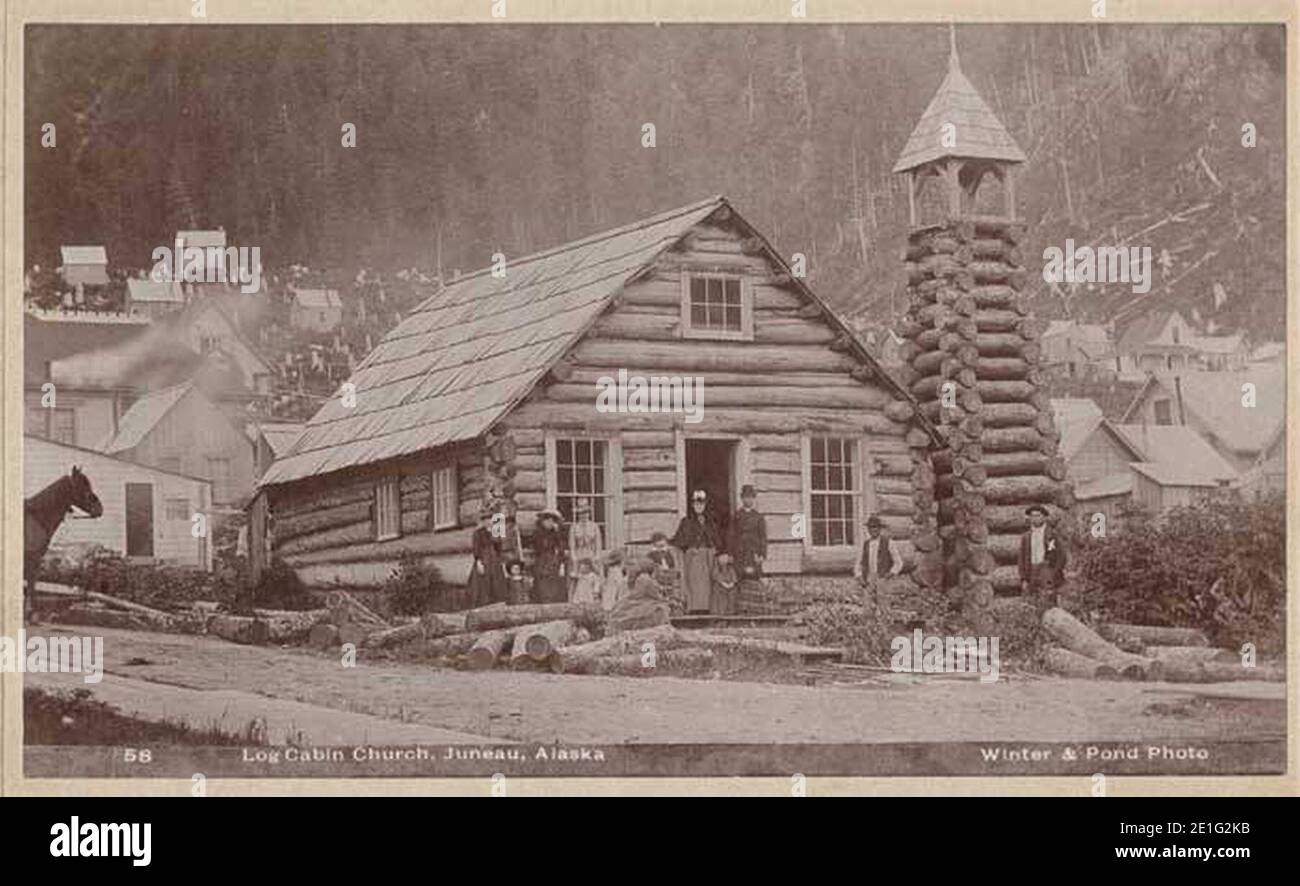 Log cabin church, Juneau, Alaska, ca 1896 (MOHAI 7358 Stock Photo Alamy