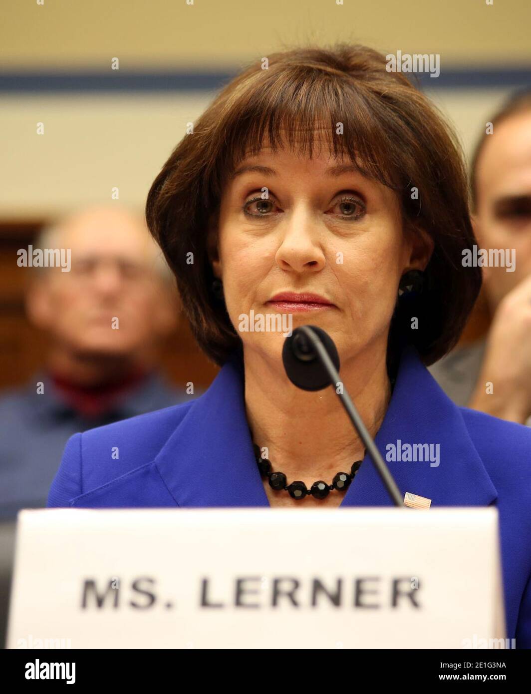 Lois Lerner testifying before US House Oversight Cmte in 2014. Stock Photo