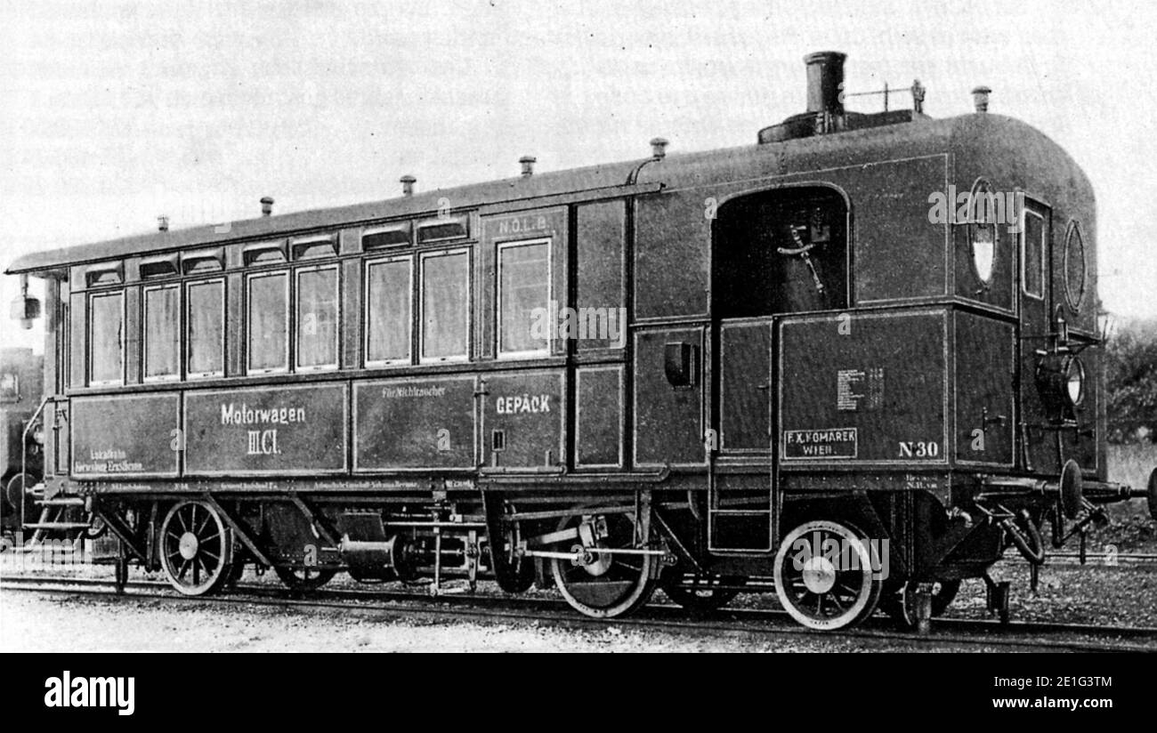 Lokalbahn-Korneuburg-Ernstbrunn,-Dampftriebwagen-Nummer-30 (vor 1907). Stock Photo