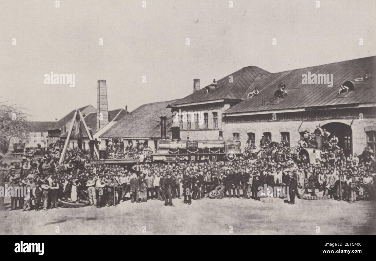Lokomotivfabrik maffei 1864. Stock Photo