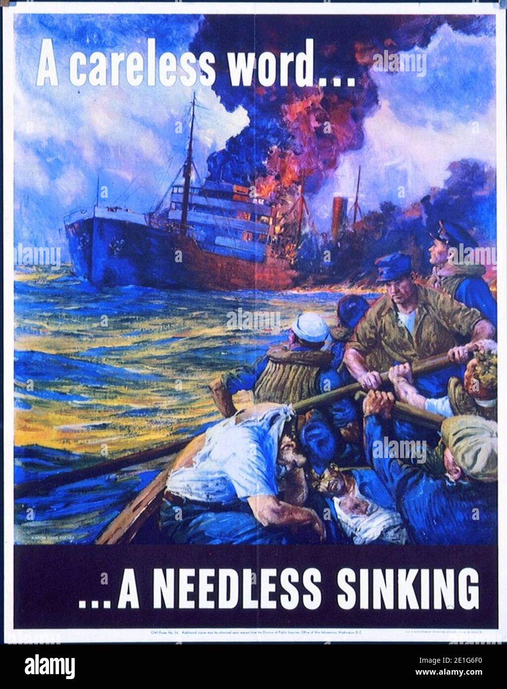 Loose lips sinks ships WW2 poster. Stock Photo