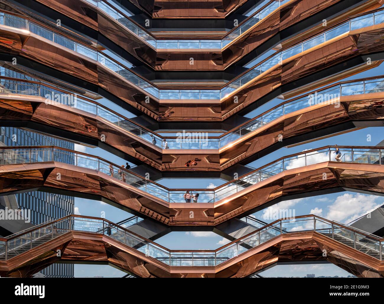 Close up detail of the Vessel, Hudson Yards, New York City, USA. Building completed in 2019. Stock Photo