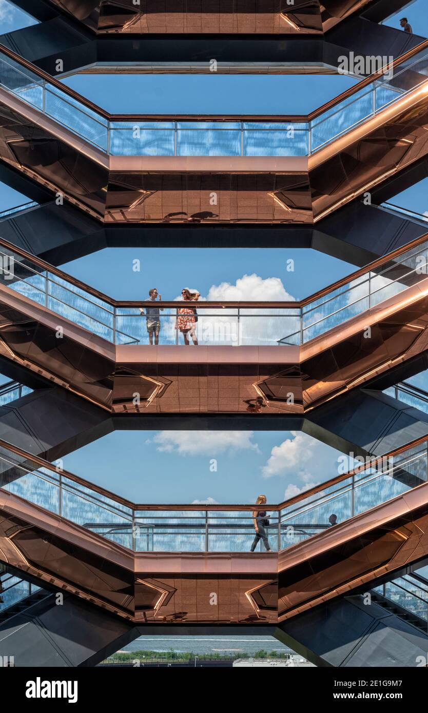 Close up detail of the Vessel, Hudson Yards, New York City, USA. Building completed in 2019. Stock Photo