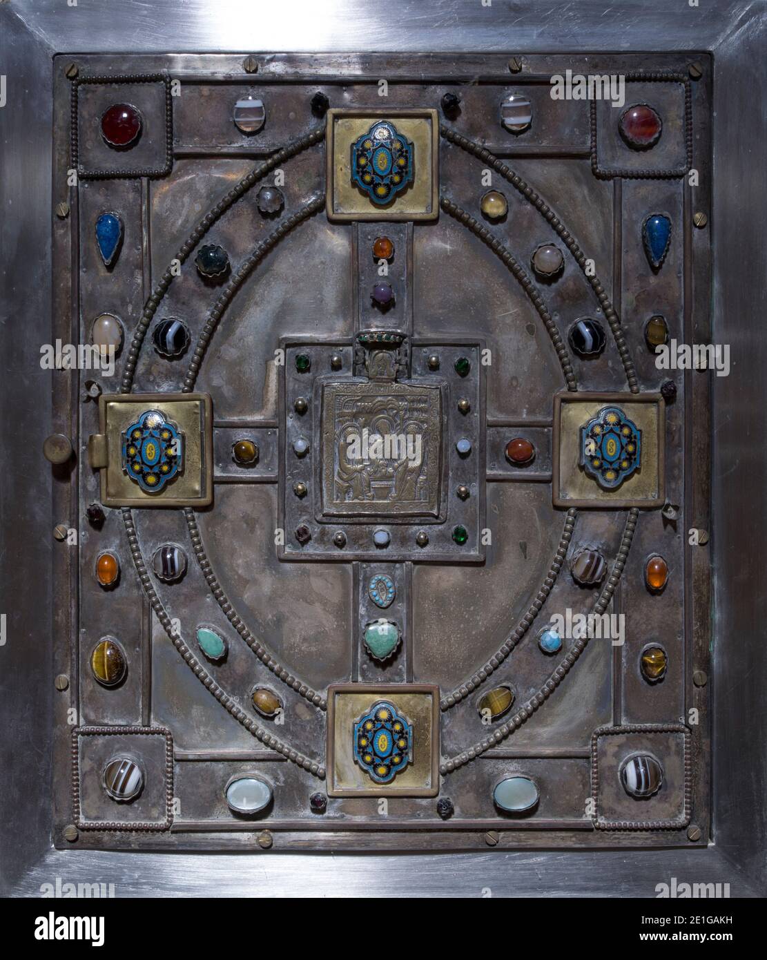 Decorative plate, Hospital of St Cross and Almshouse of Noble Poverty, Winchester, UK. Stock Photo