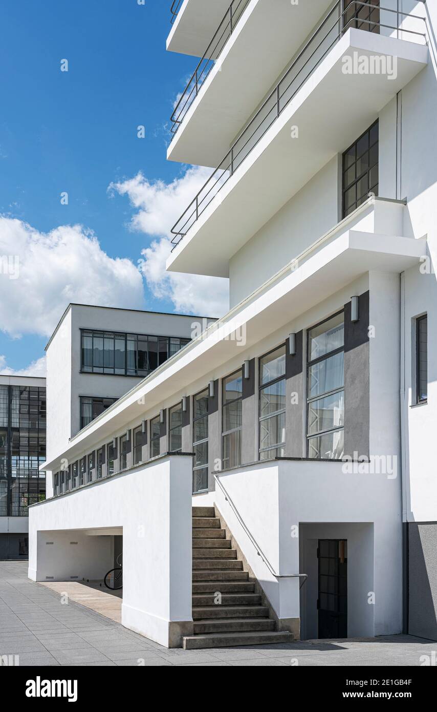 Exterior view of the Bauhaus Dessau, Saxony-Anhalt, Germany. 1926