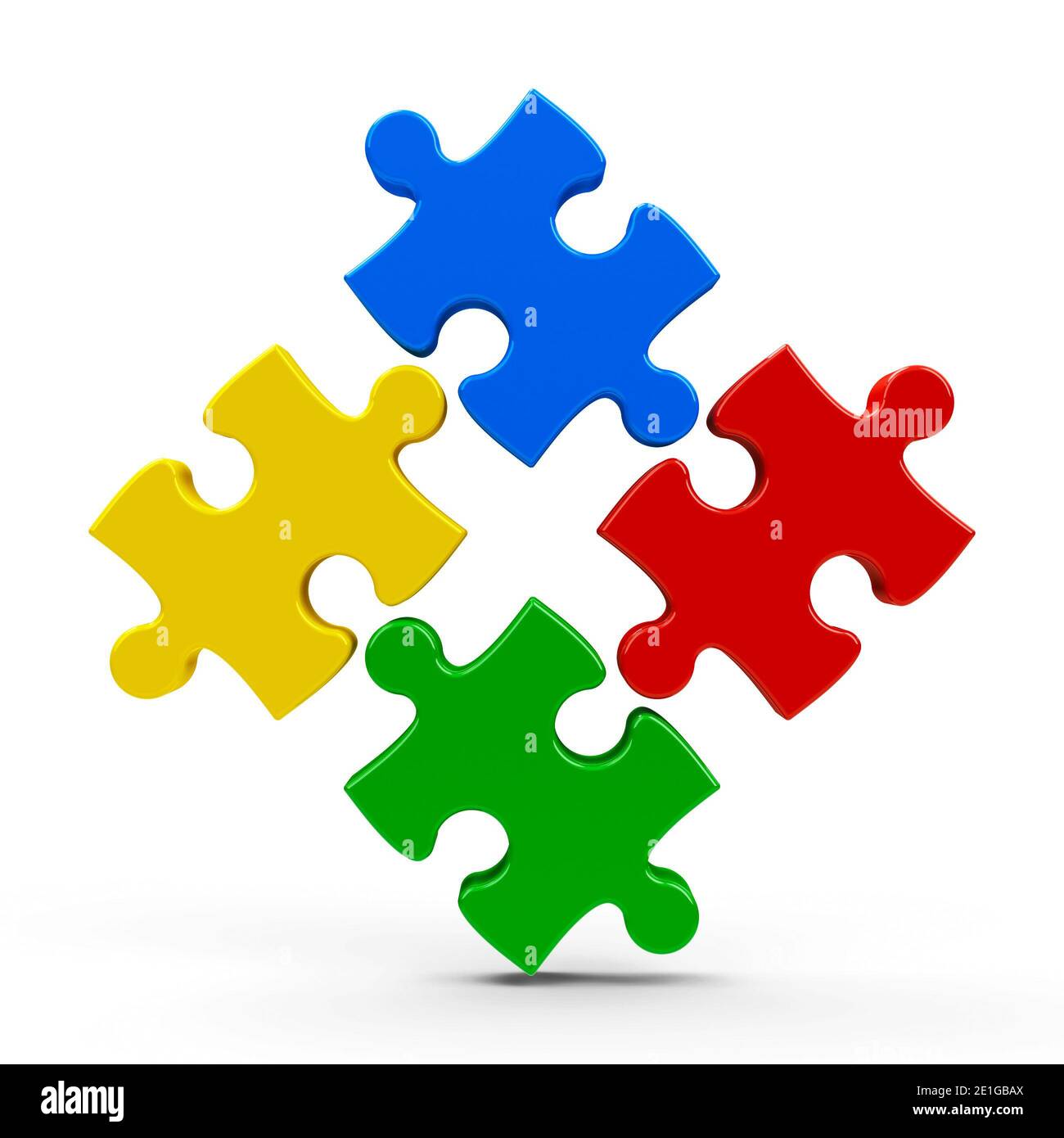 Abstract puzzle pieces isolated on a white background, three-dimensional rendering, 3D illustration Stock Photo