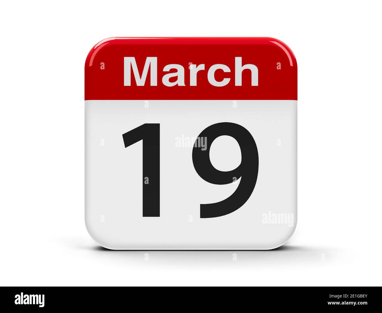 Calendar web button - The Nineteenth of March - International client's day, three-dimensional rendering, 3D illustration Stock Photo