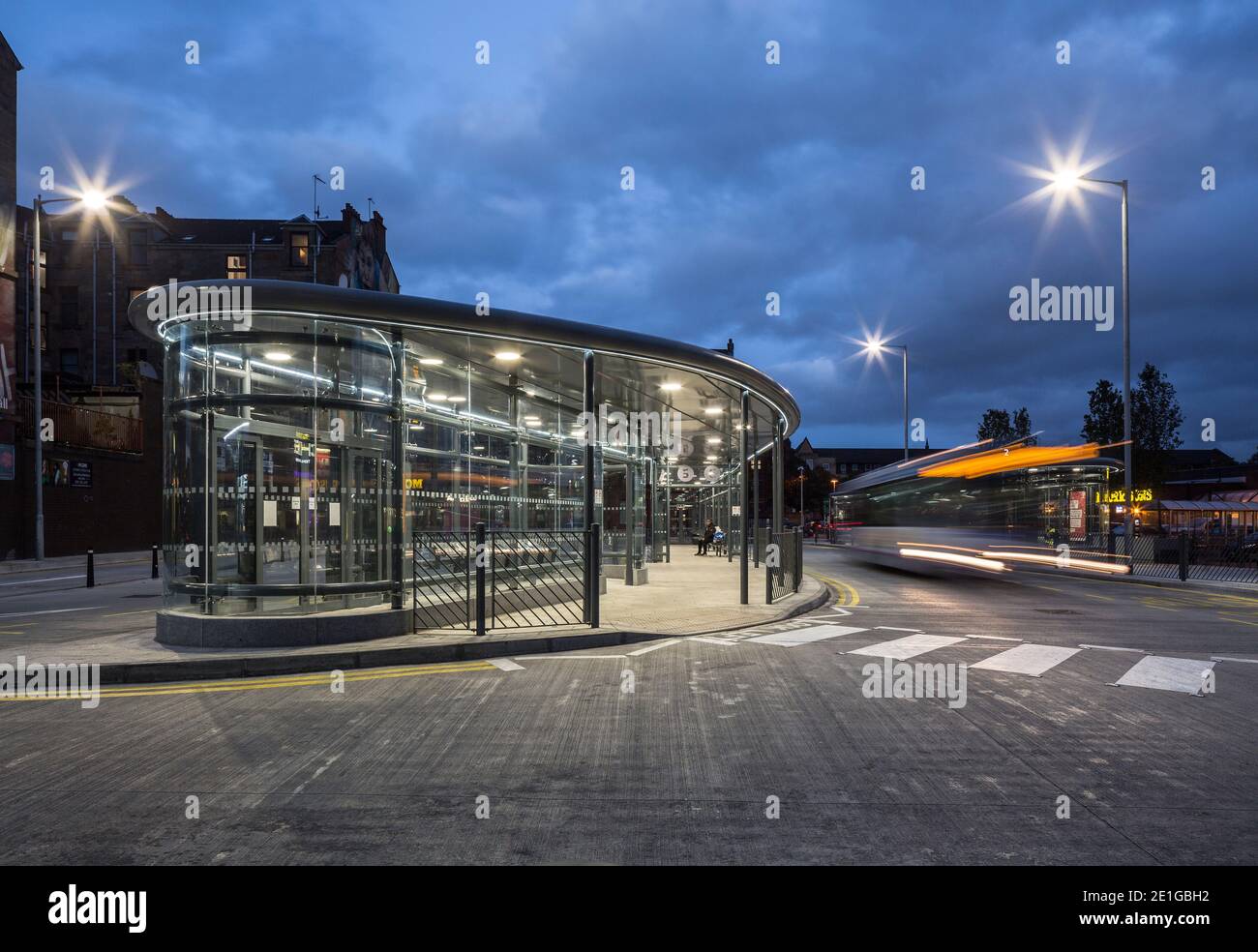 Partick Interchange, a new bus station at the integrated transport hub in Glasgow, Scotland, UK. Stock Photo