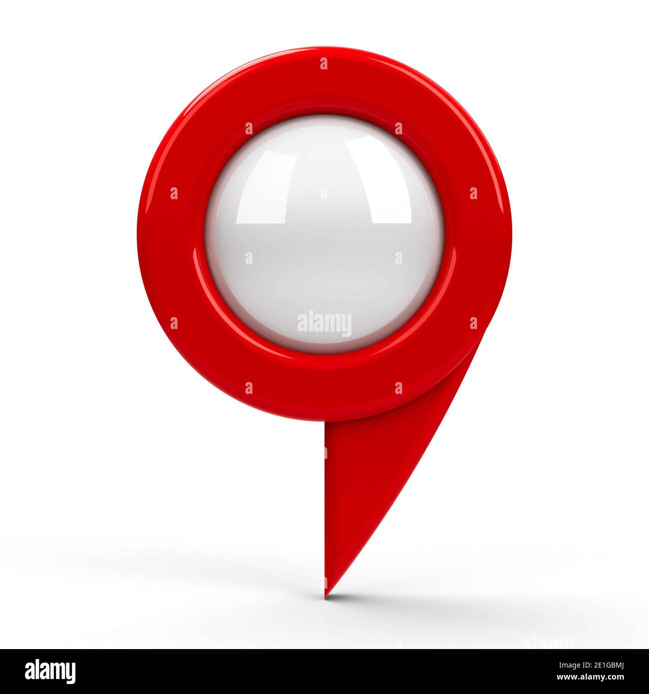 Red map pointer with blank center isolated on white background, three-dimensional rendering, 3D illustration Stock Photo