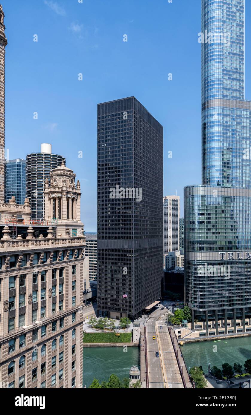 Exterior view of the IBM Building, 330 North Wabash Avenue, Chicago, Illinois, USA. Stock Photo