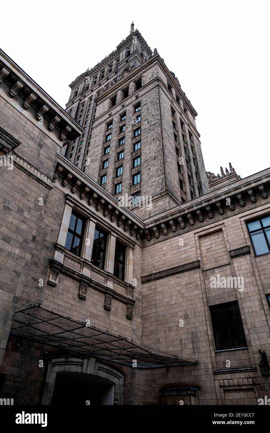 Exterior view of the Palace of Culture and Science in Warsaw, Poland. Stock Photo