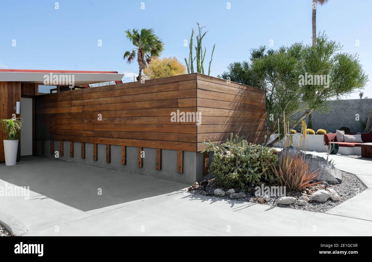 The Lautner Compound in Palm Springs, California, USA. Completed in 1947. Entrance area. Stock Photo