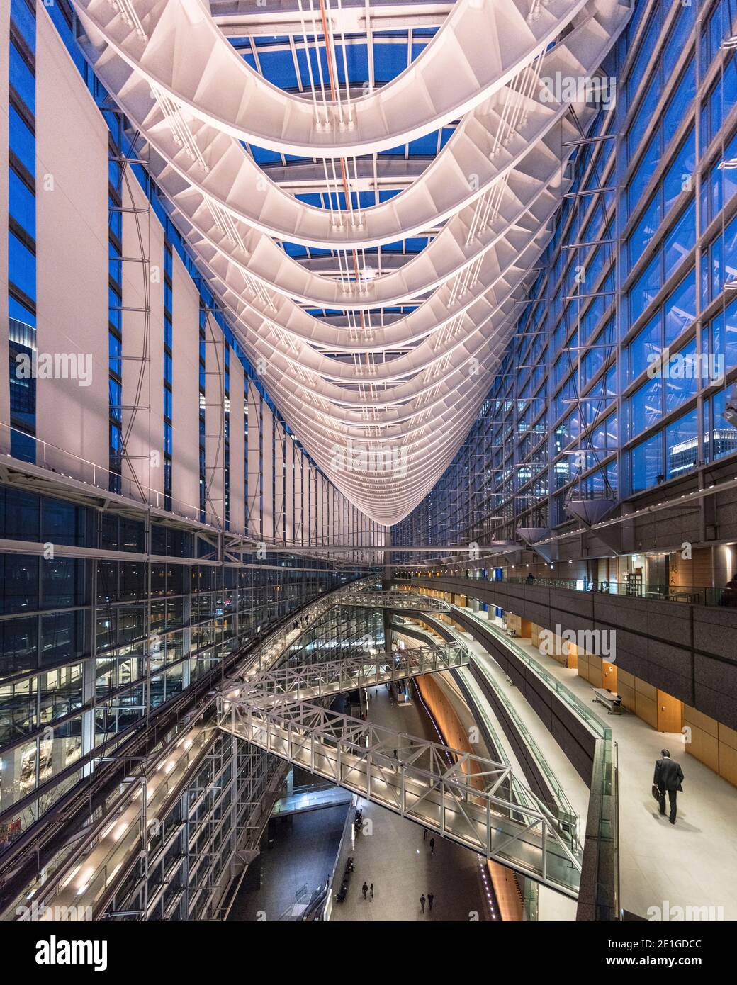 Interior of the Tokyo International Forum, which is a multi-purpose exhibition center in Tokyo, Japan. Stock Photo