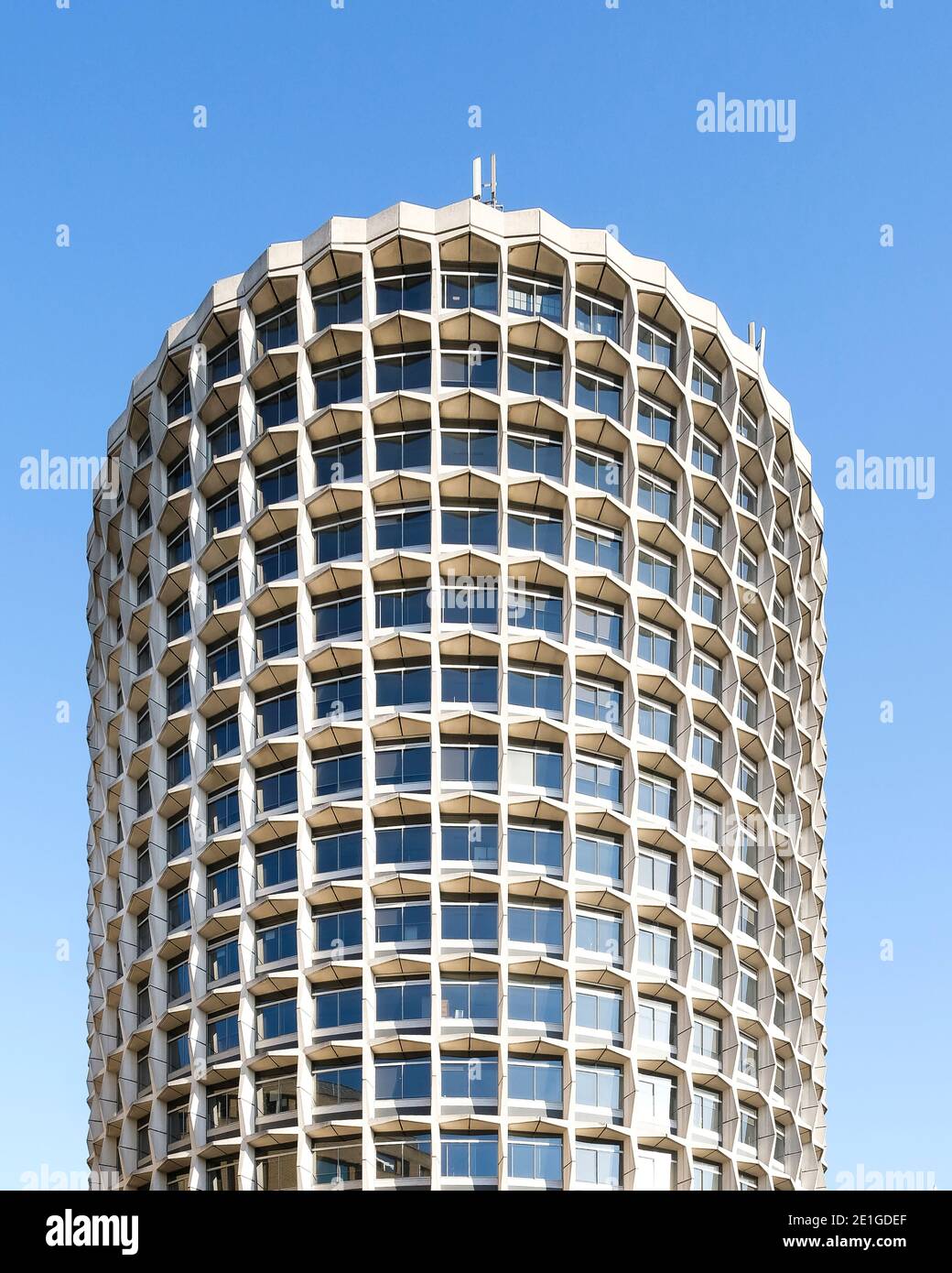 The upper part of One Kemble Street and Civil Aviation Authority House (CAA House),  is a grade II listed building, adjacent to Kingsway  London, UK. Stock Photo