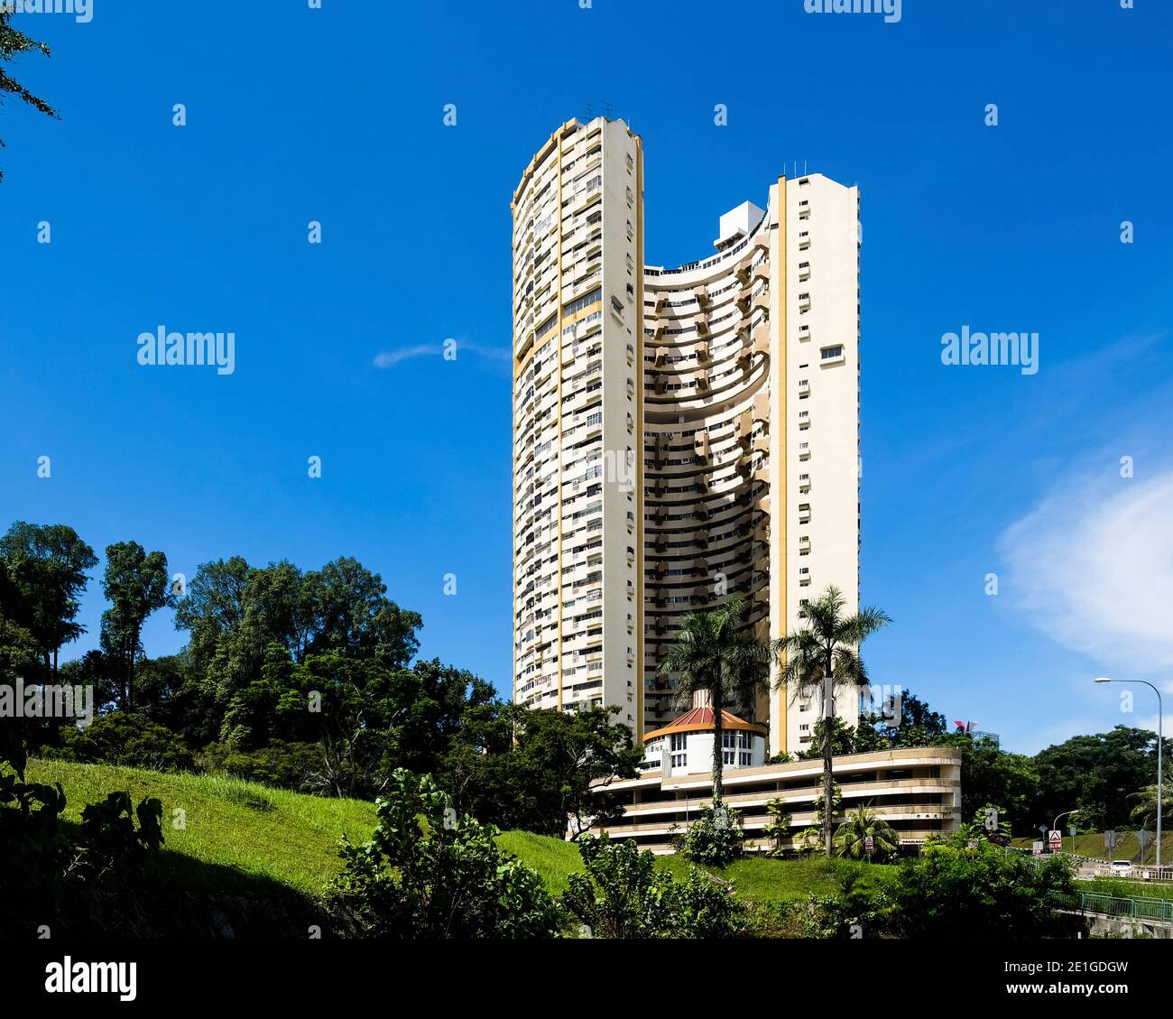 Pearl Bank Apartments is a high-rise private residential building on Pearl's Hill in Outram, Singapore. Stock Photo