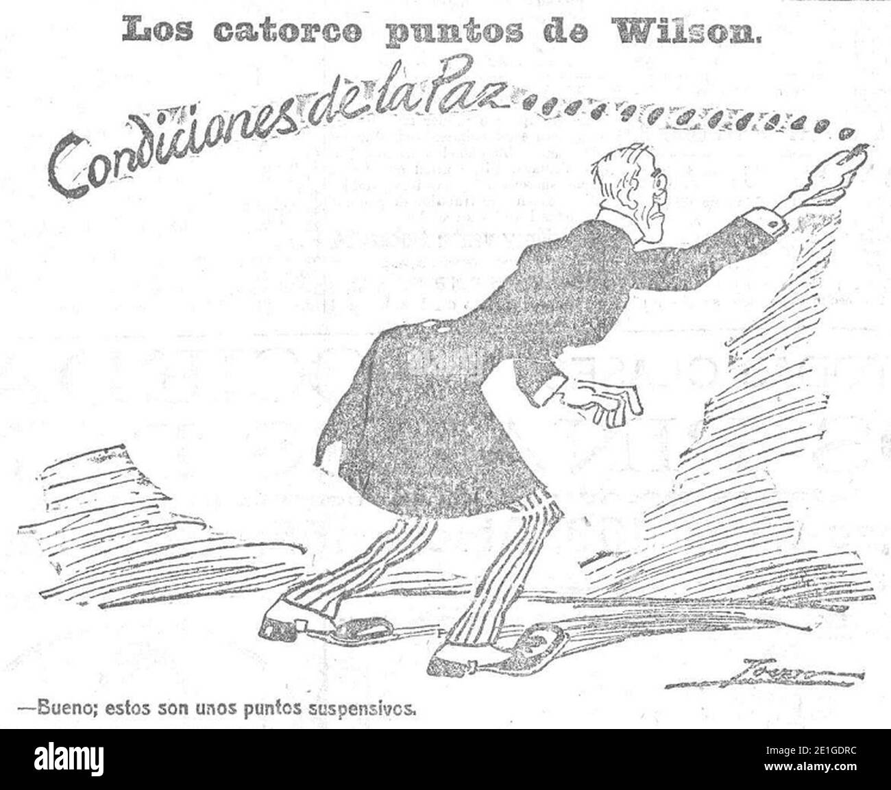 Los catorce puntos de Wilson, de Tovar, Heraldo de Madrid, 30 de diciembre de 1918. Stock Photo