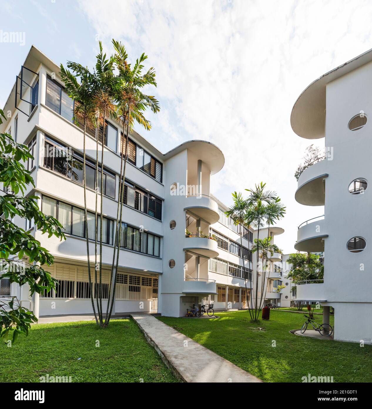 Tiong Bahru is one of the oldest public estates in Singaporeit is  a beautiful testament to the Art Deco period Stock Photo