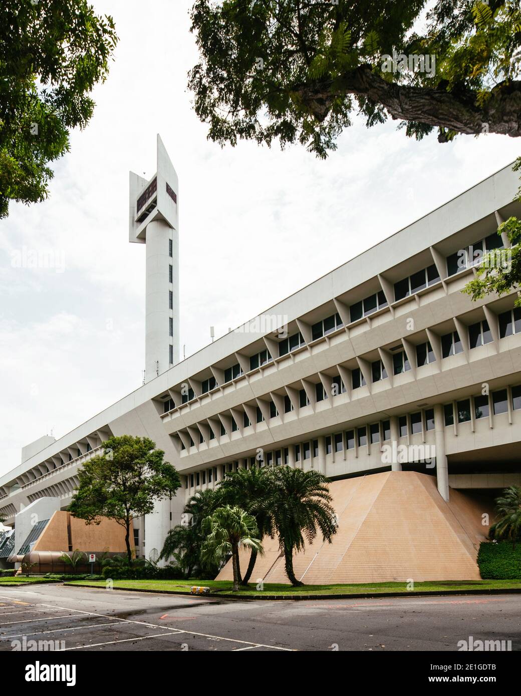 Jurong Town Hall was the headquarters of the Jurong Town Corporation (JTC). The brutalist structure consists of two five-storey horizontal blocks Stock Photo