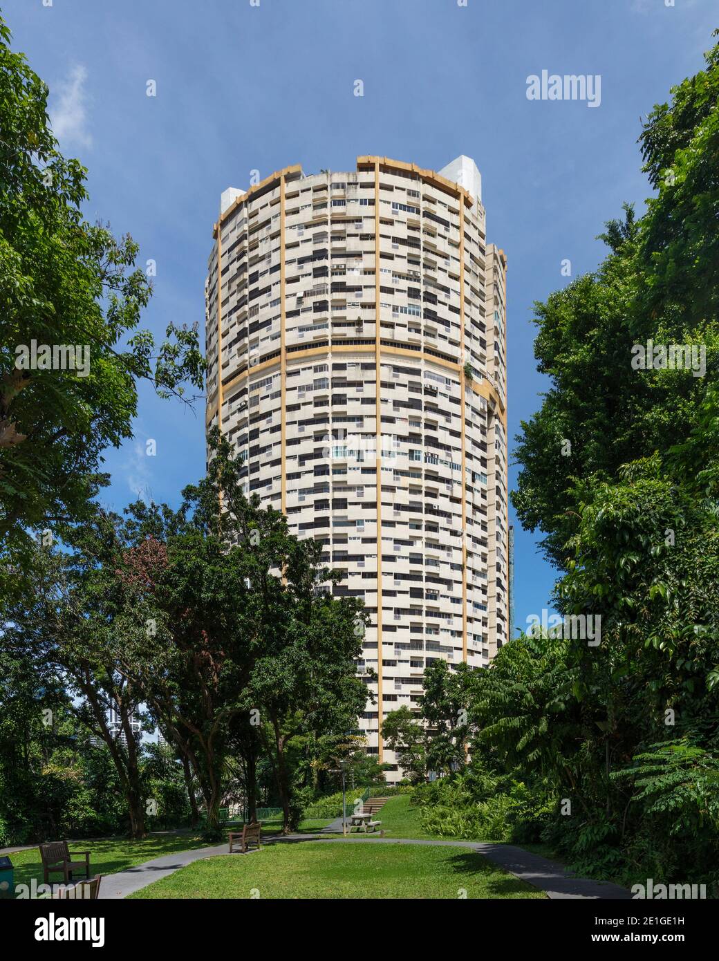 Pearl Bank Apartments is a high-rise private residential building on Pearl's Hill in Outram, near the Chinatown area of Singapore. Stock Photo