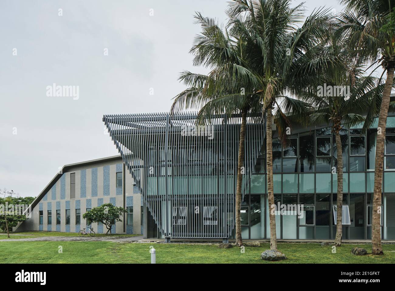 National Taitung University Library and Information Centre in Taitung, Taiwan, on a campus located between mountains and sea. Stock Photo