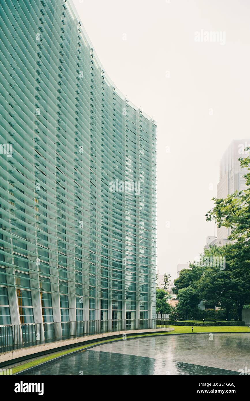 Glass curtain wall facade of The National Art Centre in Tokyo, Japan. Stock Photo