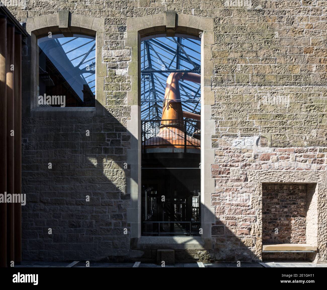 Exterior view of The Borders Distillery, Hawick, Scotland, UK. Winner of Architects Journal Retrofit Award 2018 and Civic Trust Award 2019 Stock Photo