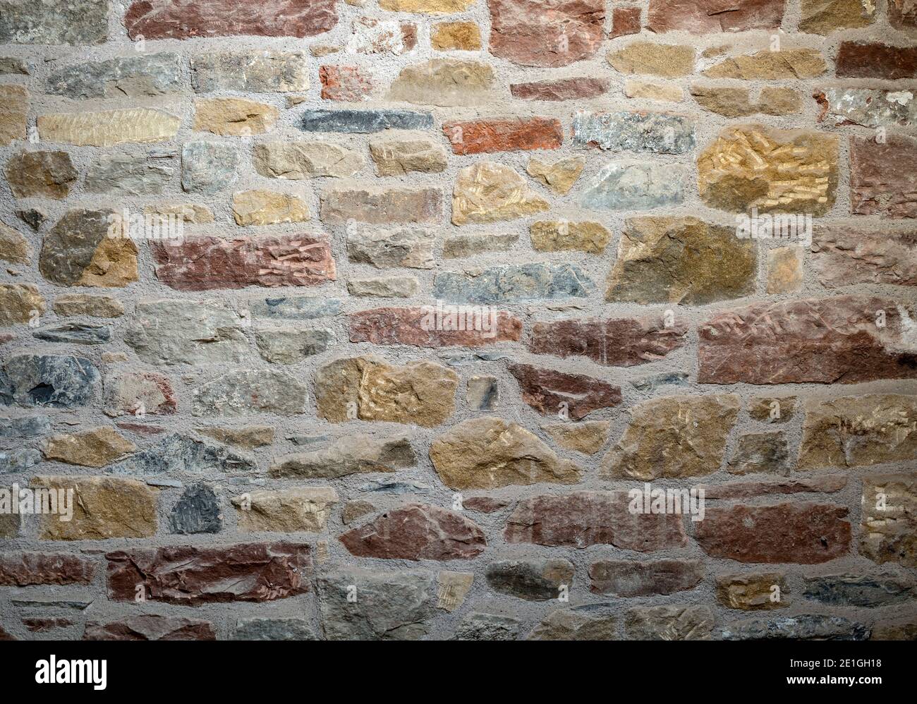 Detail of stone wall, The Borders Distillery, Hawick, Scotland, UK. Winner of Architects Journal Retrofit Award 2018 and Civic Trust Award 2019 Stock Photo