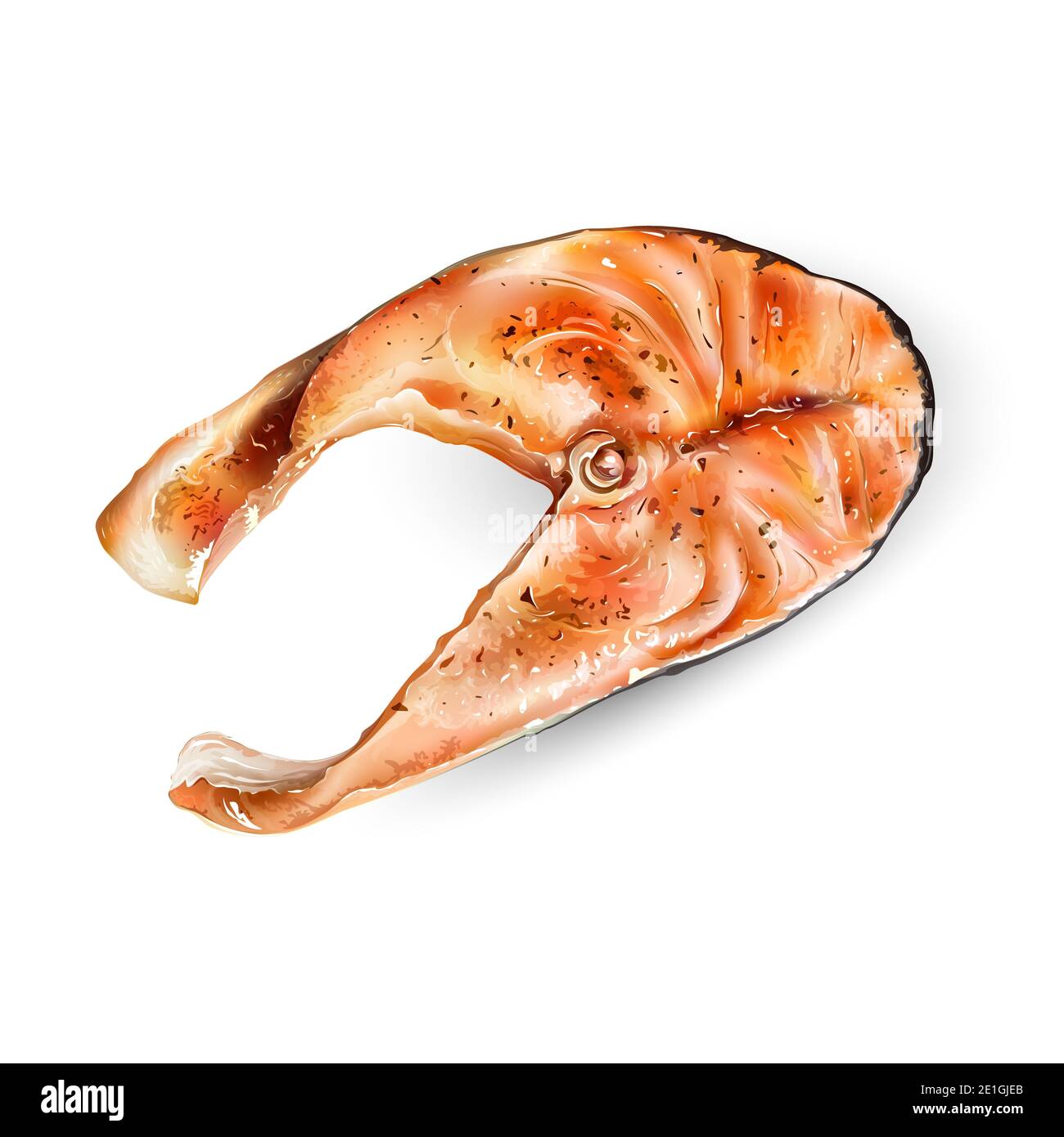 Delicious steak of salmon fish isolated on white Stock Photo - Alamy