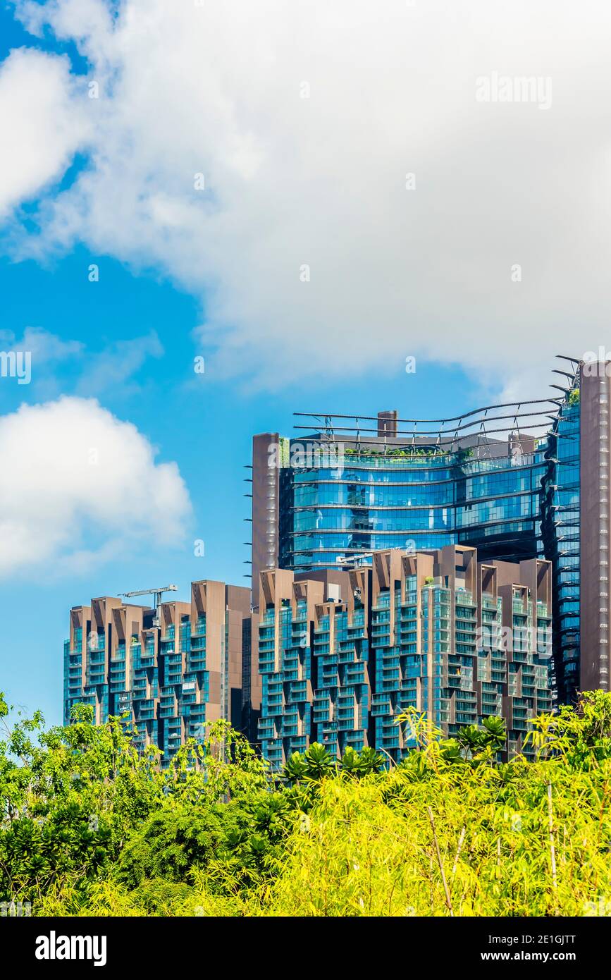 Exterior view of Marina One, a high-density mixed-use complex for the new Marina Bay financial district in downtown Singapore. Stock Photo