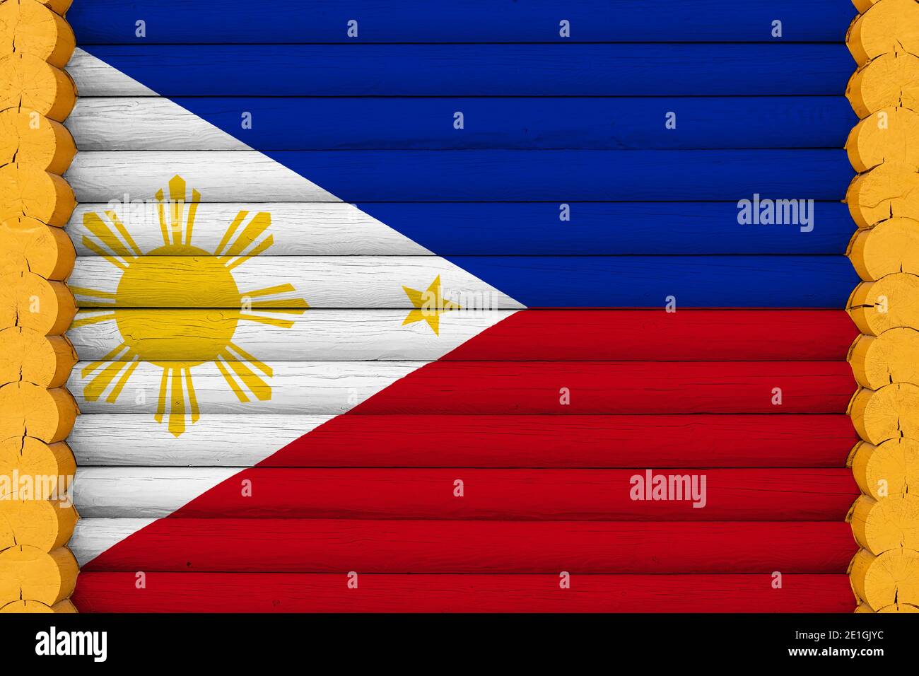 National flag of Philippines on a wooden wall background. The concept ...