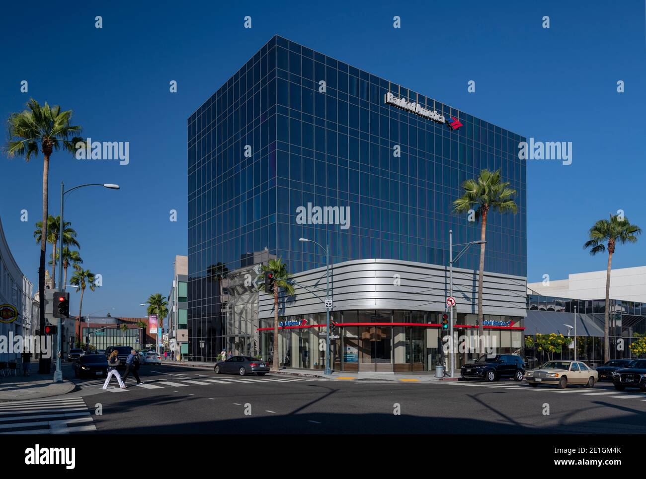Exterior view of the Bank of America, Beverly Hills, California, USA. Stock Photo