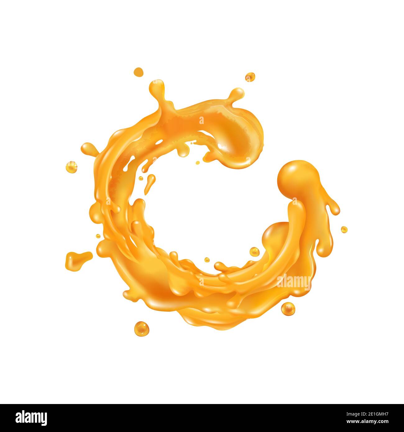 Orange juice splash circle on a white background Stock Photo